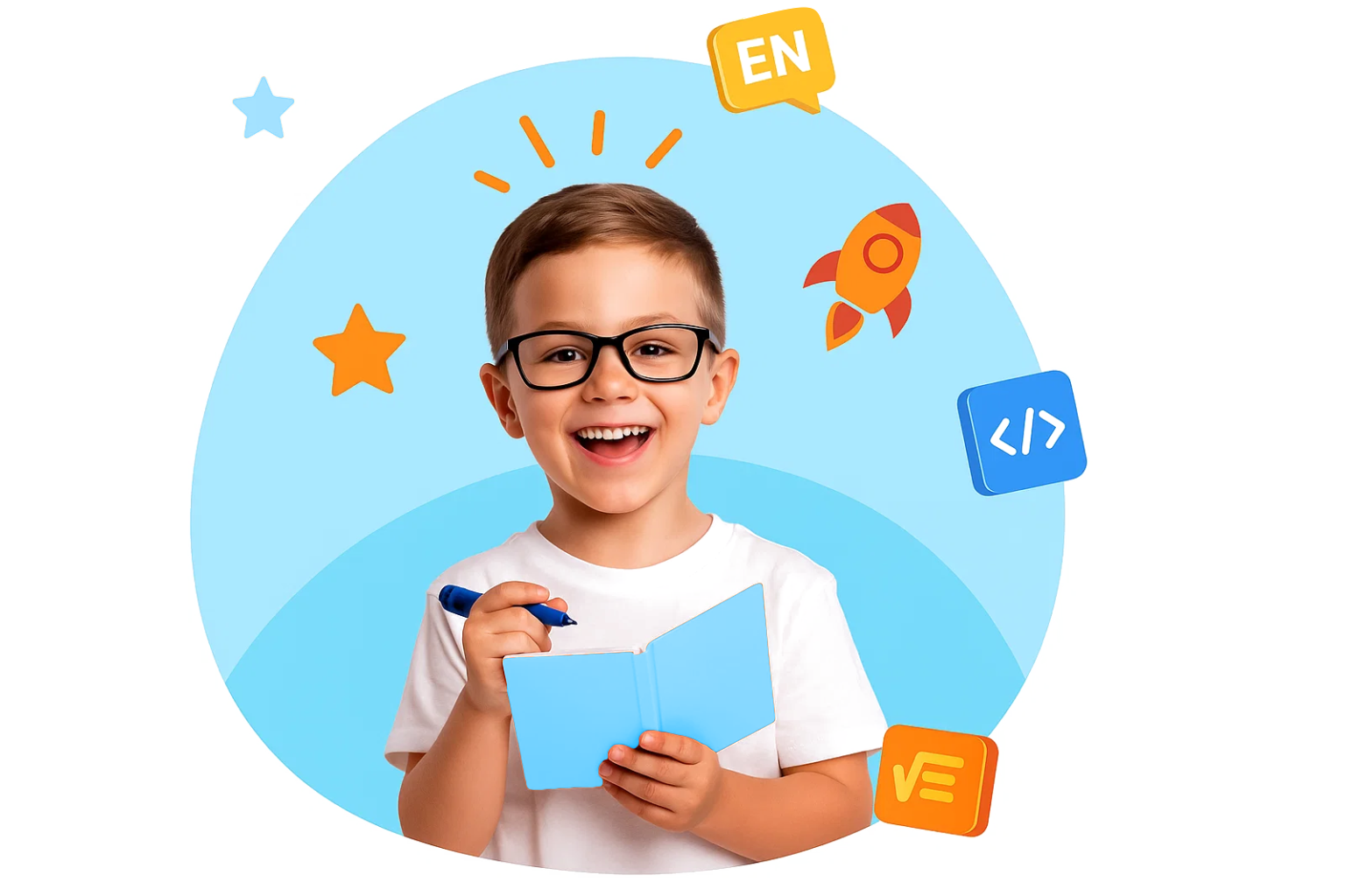 Happy kid learning